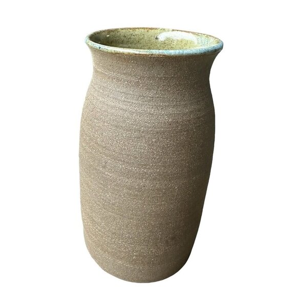 VTG Vase 4.75" Stoneware Pottery Seed Pod Leaves Motif Multicolor Texture Signed - Picture 4 of 11